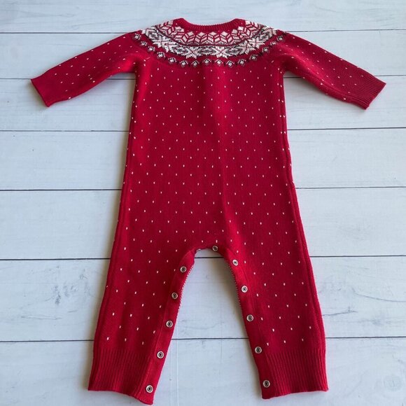 Hanna Andersson Baby Sweater Romper, Red Winter Christmas - Size 18-24 Months - Picture 6 of 7